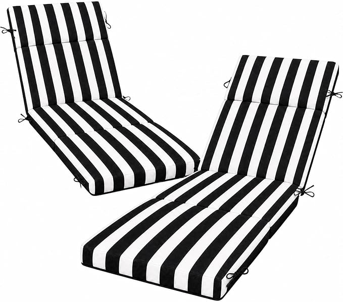 2 Pcs Outdoor Chaise Lounge Cushion 72" x 21" x 3", Folding Patio Lounge Chair
