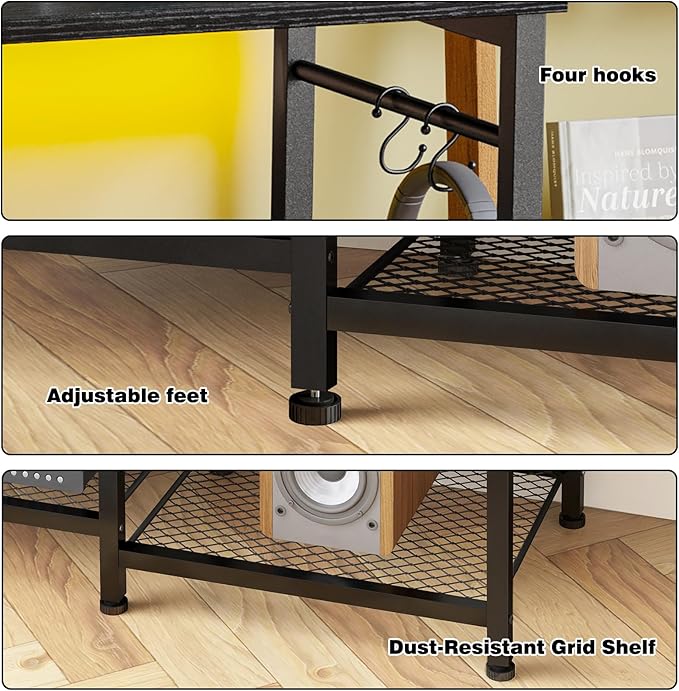 YGEOMER TV Stand for TVs Up to 55 Inch, Entertainment Center for Living Room