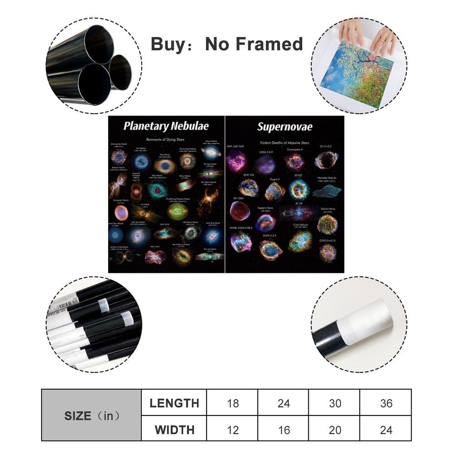 YLJAPOS Planetary Nebulae& Supernovae Poster Solar System Galaxy Astronomy Outer Spaces Wall Art Aesthetic Decorative Painting Living Roomstyle 16x24inch(40x60cm)