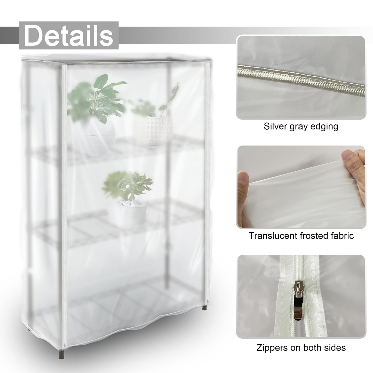 IndigoTempest9 Frosted Wire Shelf Cover with Zipper, Waterproof Dustproof PVC Rack Cover for 48 x 18 x 72 Inch Wire Shelving, Semi-Transparent, Helps Hide Clutter, Cover Only