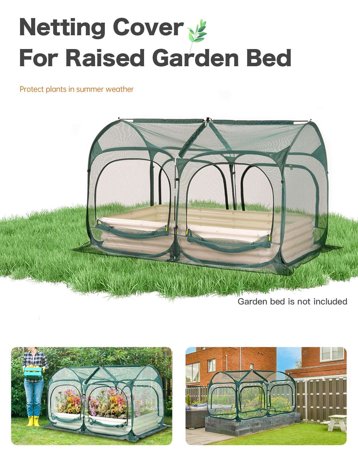 Poray Large 5.3x2.6FT Plant Netting Cover, Pop up Tunnel Crop Cage Gardening Net,Pest Guard Cover for Vegetables &Fruits,Durable Gardening Net for Plant and Animal