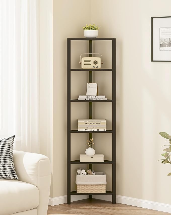 TUTOTAK Corner Shelf, 6-Tier Corner Bookshelf