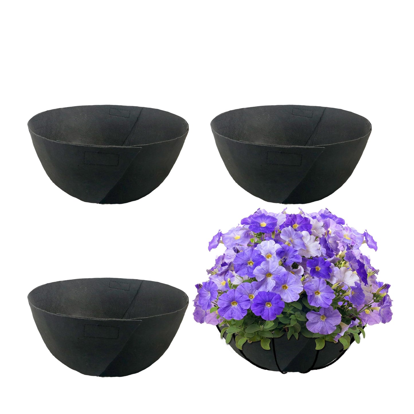 Sumloty 4 Pack 14 Inch Fabric Planter Basket Liner- Felt Flower Pot Liners Replacement Coco Fiber Liner for Hanging Basket Flowers Round Hanging Basket Liners Prevent Birds from Nesting