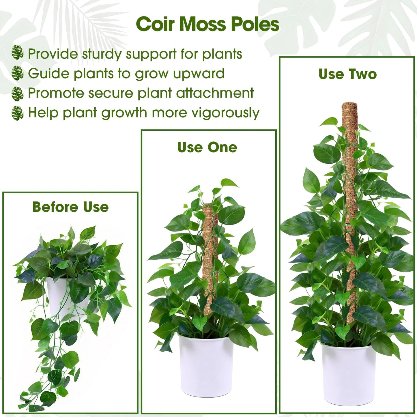 4 Pack 20 Inch Moss Poles, Stackable Moss Pole Monstera Plant Support, 66 Inch Tall Plant Stakes for Climbing Plants Indoor, Coir Plant Support Stick Stand for Potted Plants, Pothos, Philodendron