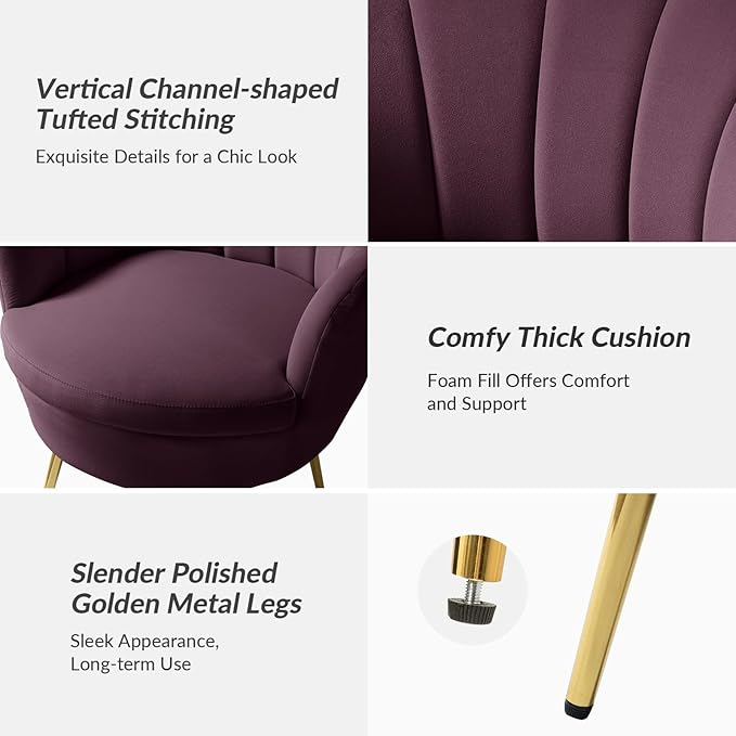 HULALA HOME Modern Velvet Accent Chairs Set of 2