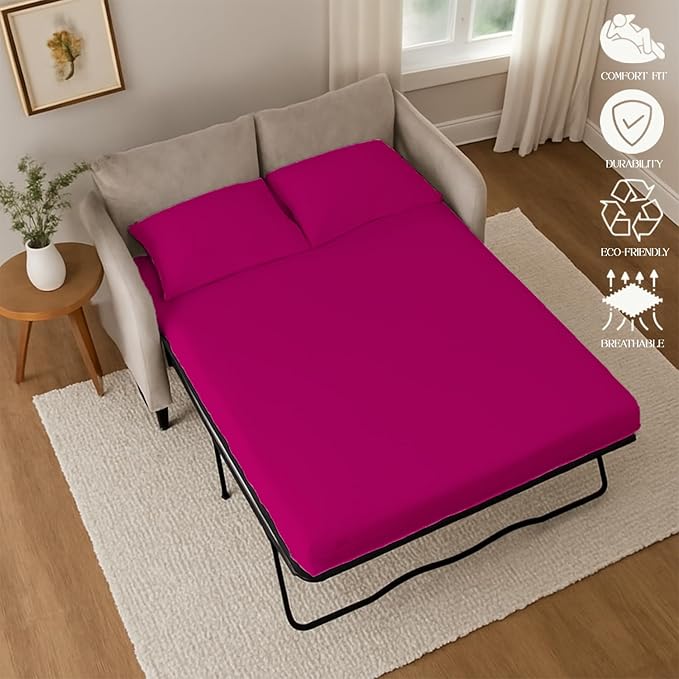Sleeper Sofa Bed Sheet, 100% Cotton 400 Thread Count, 4 Piece Set, Deep Pocket