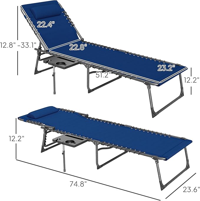 Outsunny Folding Chaise Lounge Chair Outdoor Tanning Chair