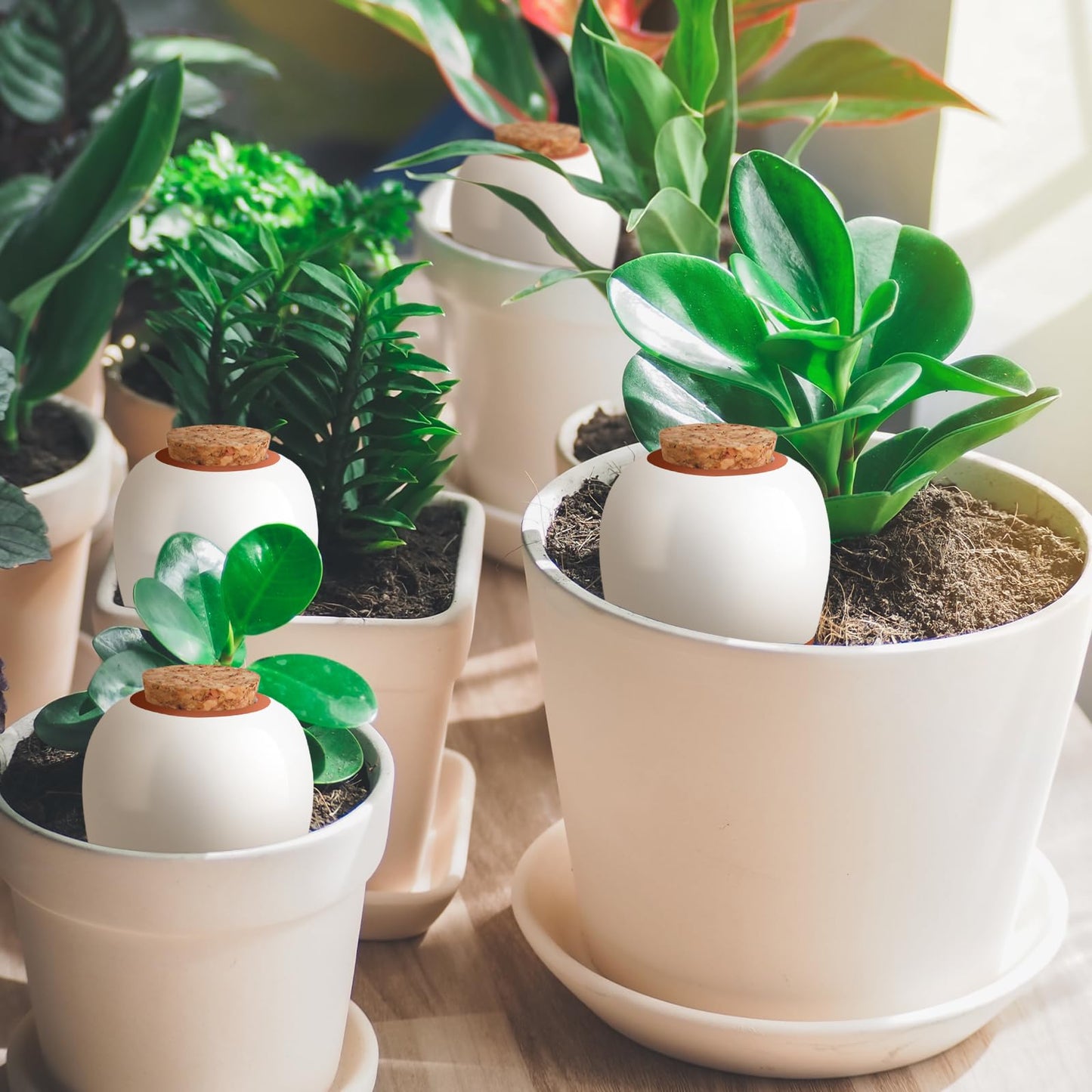 Terracotta Watering Spikes, 4 Pack Ollas Self Watering Globes, Slow Release Self Watering Planter Insert, Plant Watering Globes for Indoor and Outdoor Plants