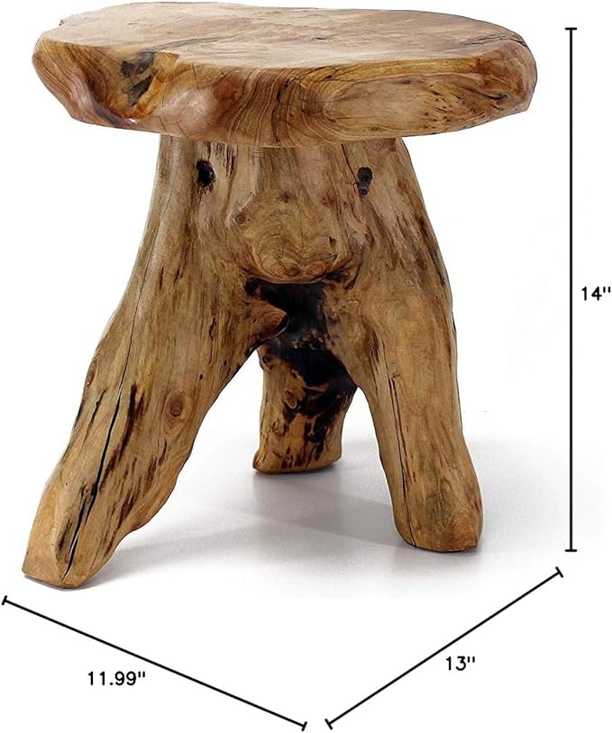 WELLAND Natural Cedar Stump Stool, Live Edge Side Table, Plant Stand, Small