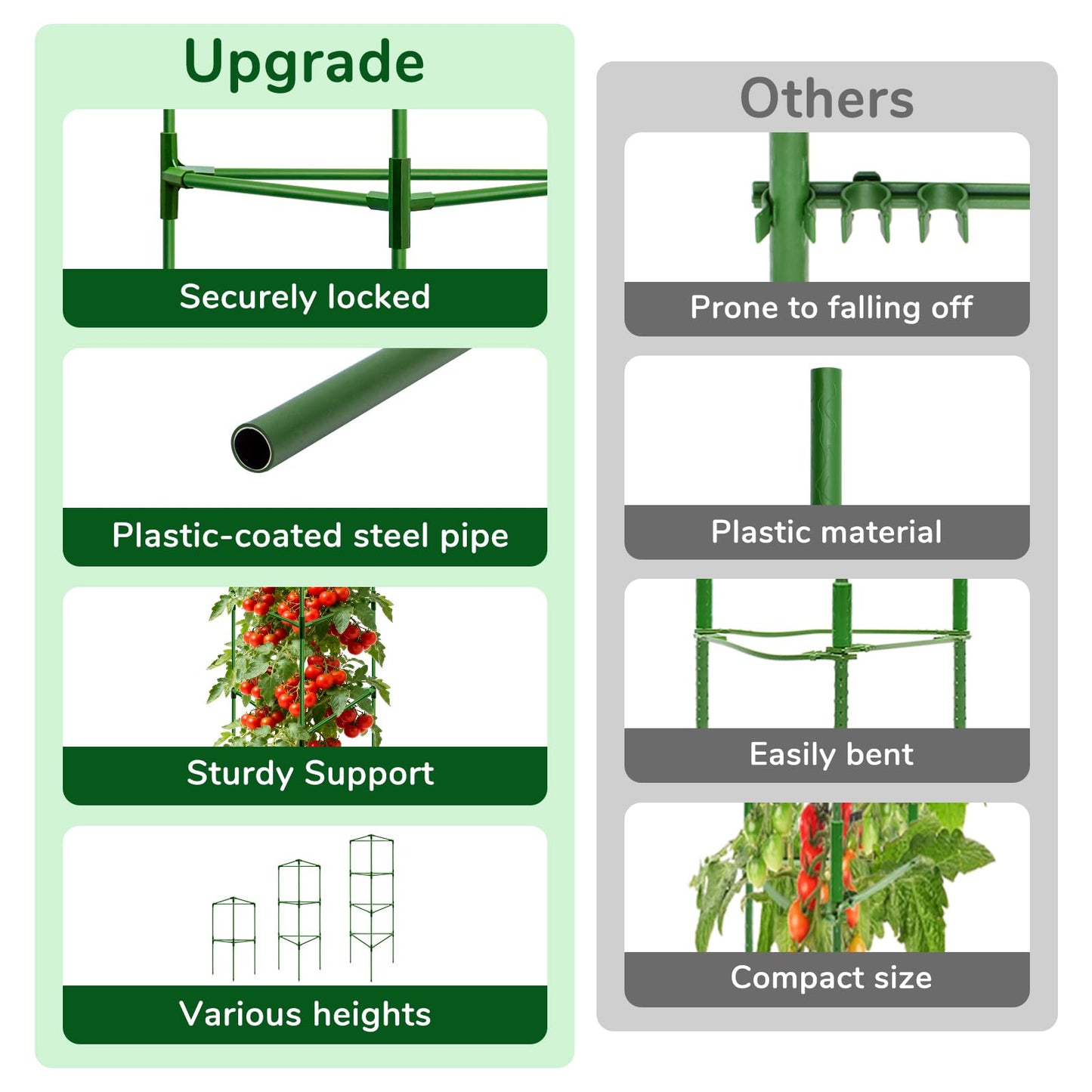 ZeeDix [Upgraded] 2 Pack Heavy Duty Tomato Cages for Garden, 57 Inch Foldable Plant Support Stakes for Heavy Climbing Plants, Adjustable Tomato Trellis for Pots Indoor & Raised Garden Bed Outdoor