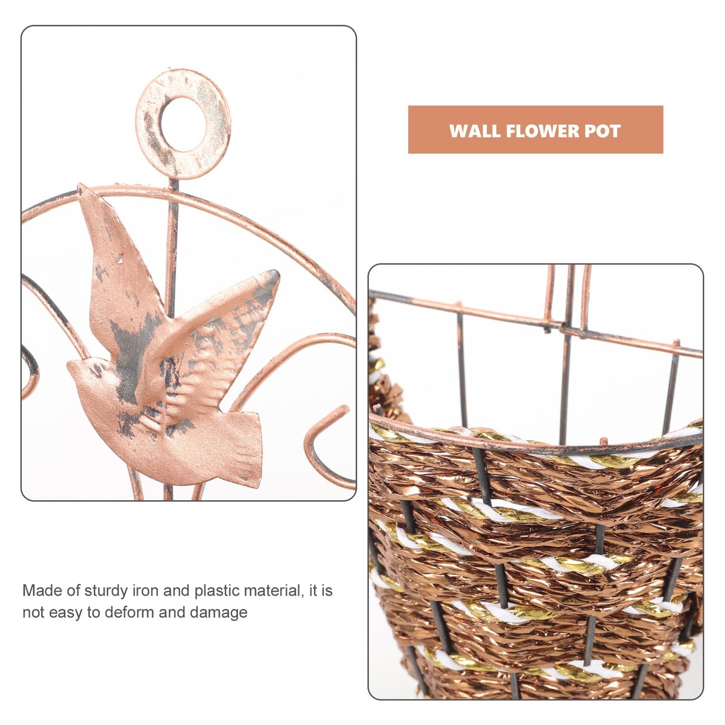 Abaodam 2Pcs Wall Hanging Flower Pots Rattan Planter Basket Set 12.40X5.51X2.75In Space-Saving Wall Mounted Flowerpot Decor for Indoor Outdoor Garden Patio