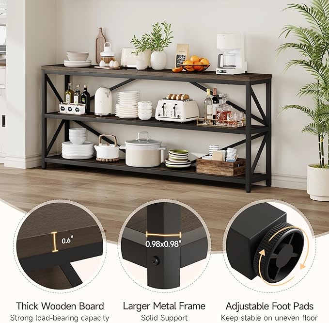 ONBRILL Industrial Console Sofa Table, 70.8 Inch Extra Long Entryway Table