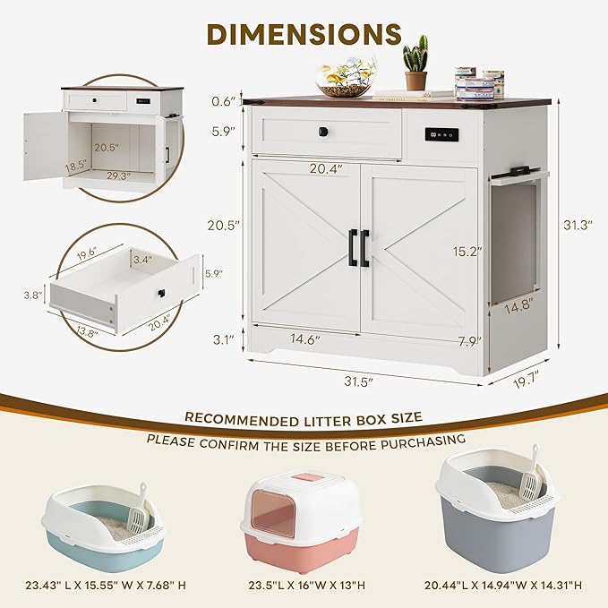 LIKIMIO 31.5" Smart Cat Litter Box Enclosure
