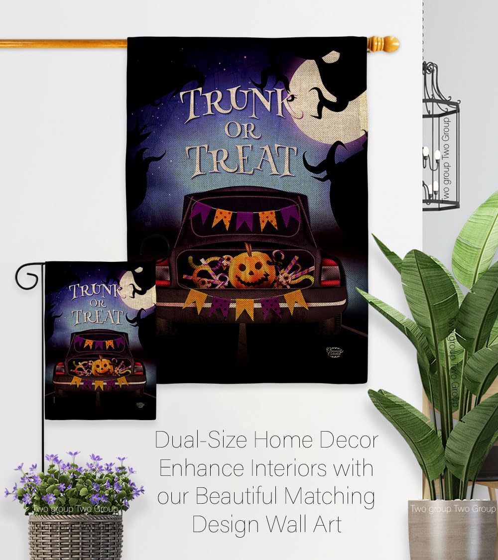 Ornament Collection Halloween 2 Pcs Banner Room Wall Art Flag Patio Lawn Garden Outdoor Indoor Tapestry Yard Grave Cemetery Signs Trunk Or Treat Front Porch Decor, Fall Gifts Made in USA