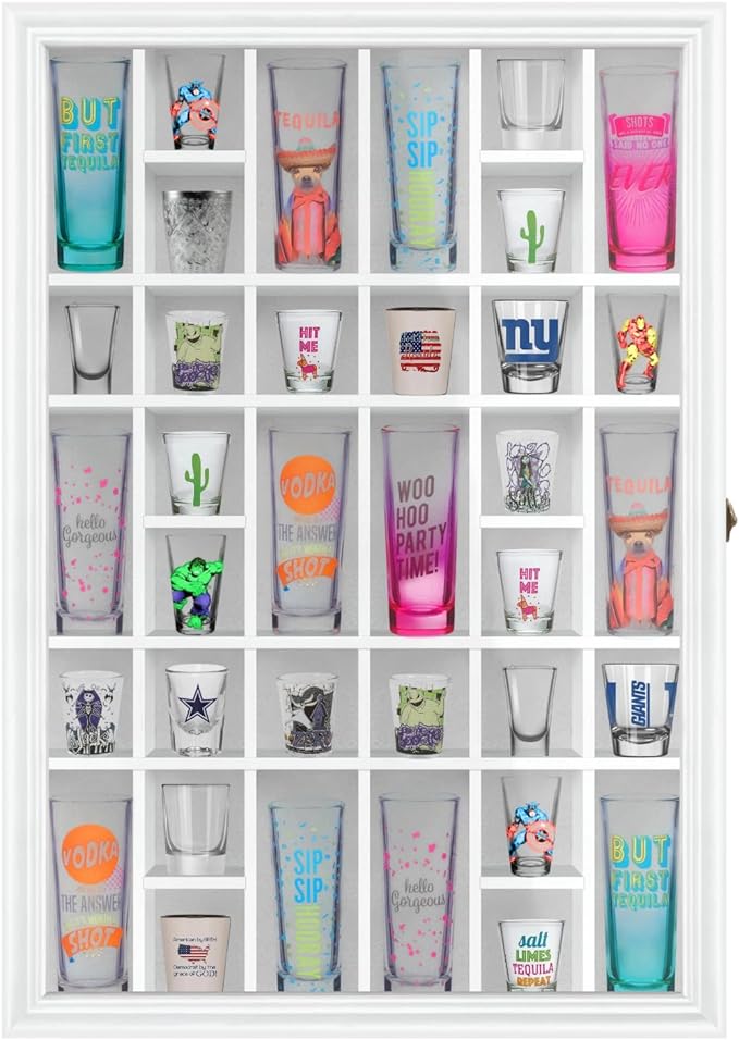 Shot Glass Display Cabinet Solid Wood