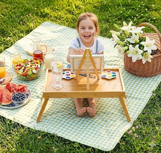 Bamboo Bed Tray Table with Foldable Legs, Breakfast Tray