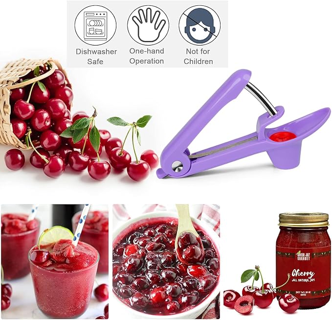 Cherry Pitter Olive Pitter Tool, Cherry Pitter Remover, Fruit Pit Core Remover with Space-Saving Lock Design for Make Fresh Cherry Dishes, Cherry Pie and Jam and Cocktail Cherries