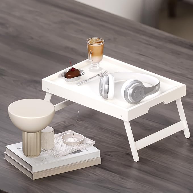 Fibogollo 2 Pack Bamboo Bed Tray Table