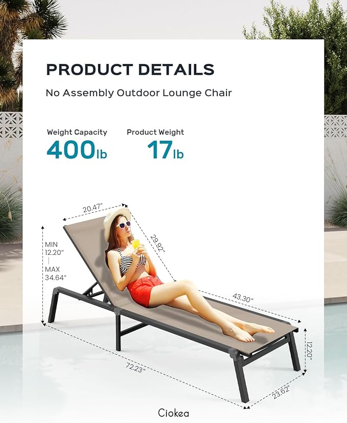Aluminum Chaise Lounge Ourdoor