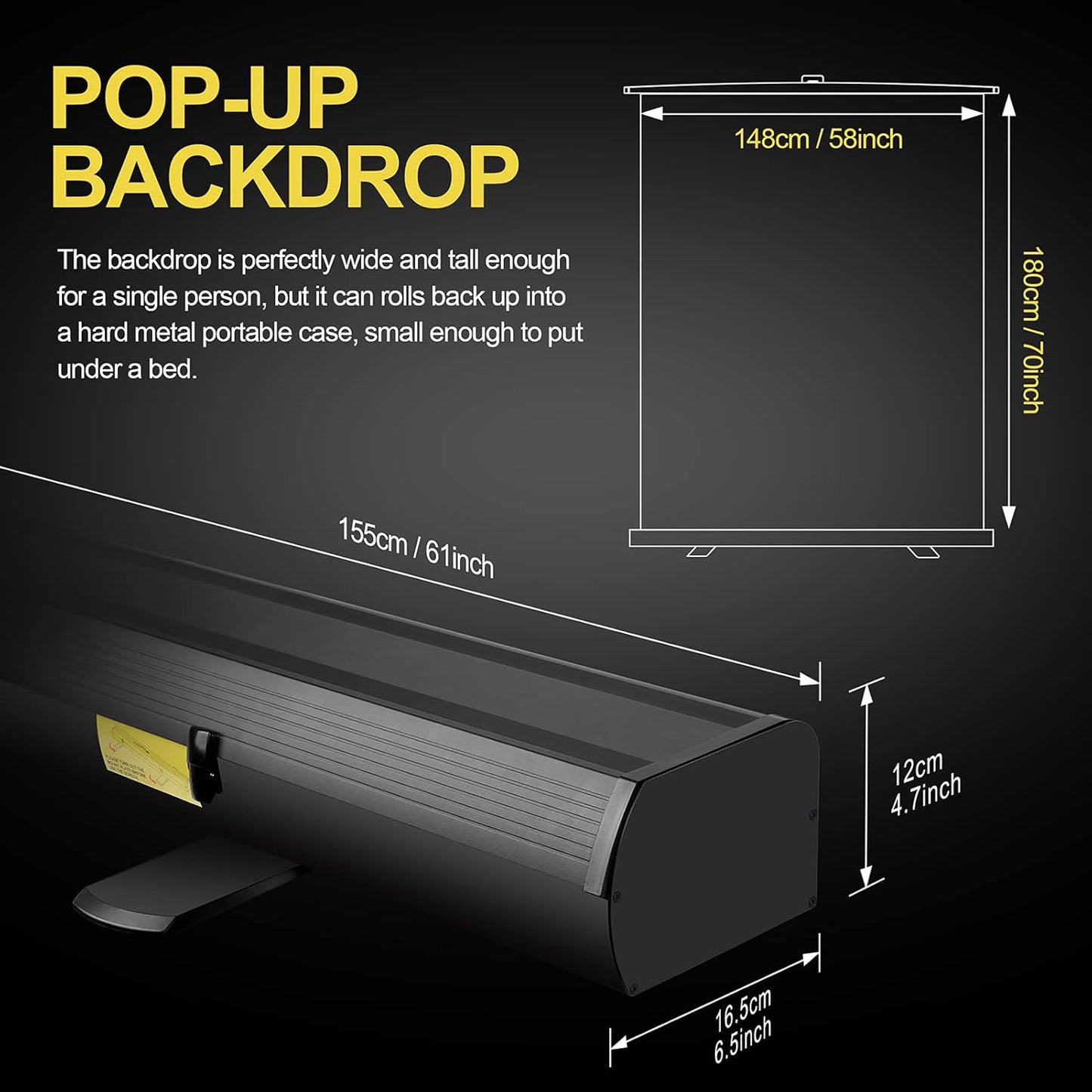 EMART Collapsible Chromakey Panel, 2-in-1 Black White Screen Backdrop, Portable Photography Background with Auto-Locking Frame for Photo Studio Video Live Streaming Photoshoot Zoom Gaming