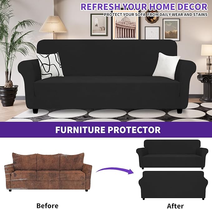 ZNSAYOTX Oversized Super Stretch Couch Cover, New Striped Sofa Covers