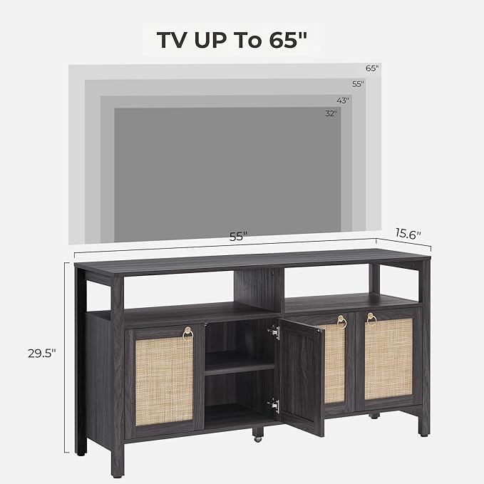 SICOTAS Rattan TV Stand for Television up to 120 Inch