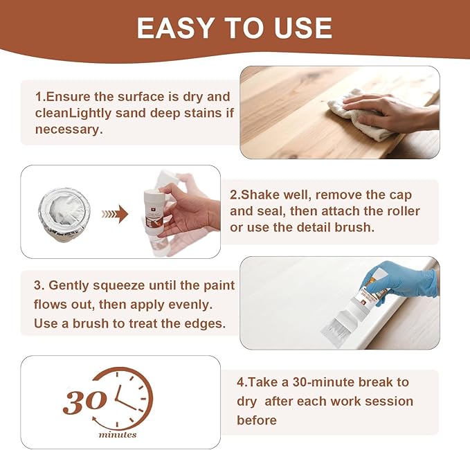 White Paint, Touch-Up Paint for Furniture, Metal No Sanding, Fast Drying