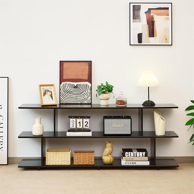 Bamboo TV Stand for TVs up to 65", 3 Tier Accent Entertainment Center