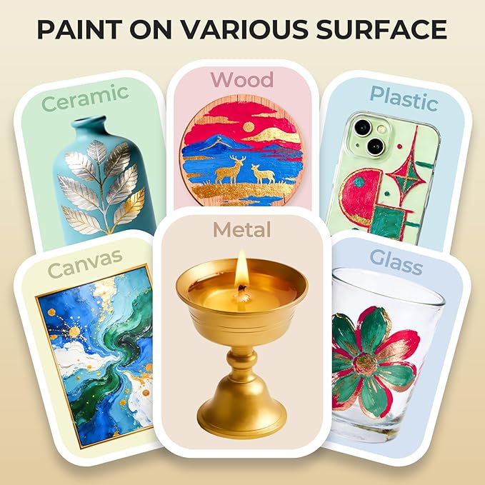 Nicpro Metallic Gold Acrylic Paint, 8.45oz/250ml Large Gold Leaf Paint