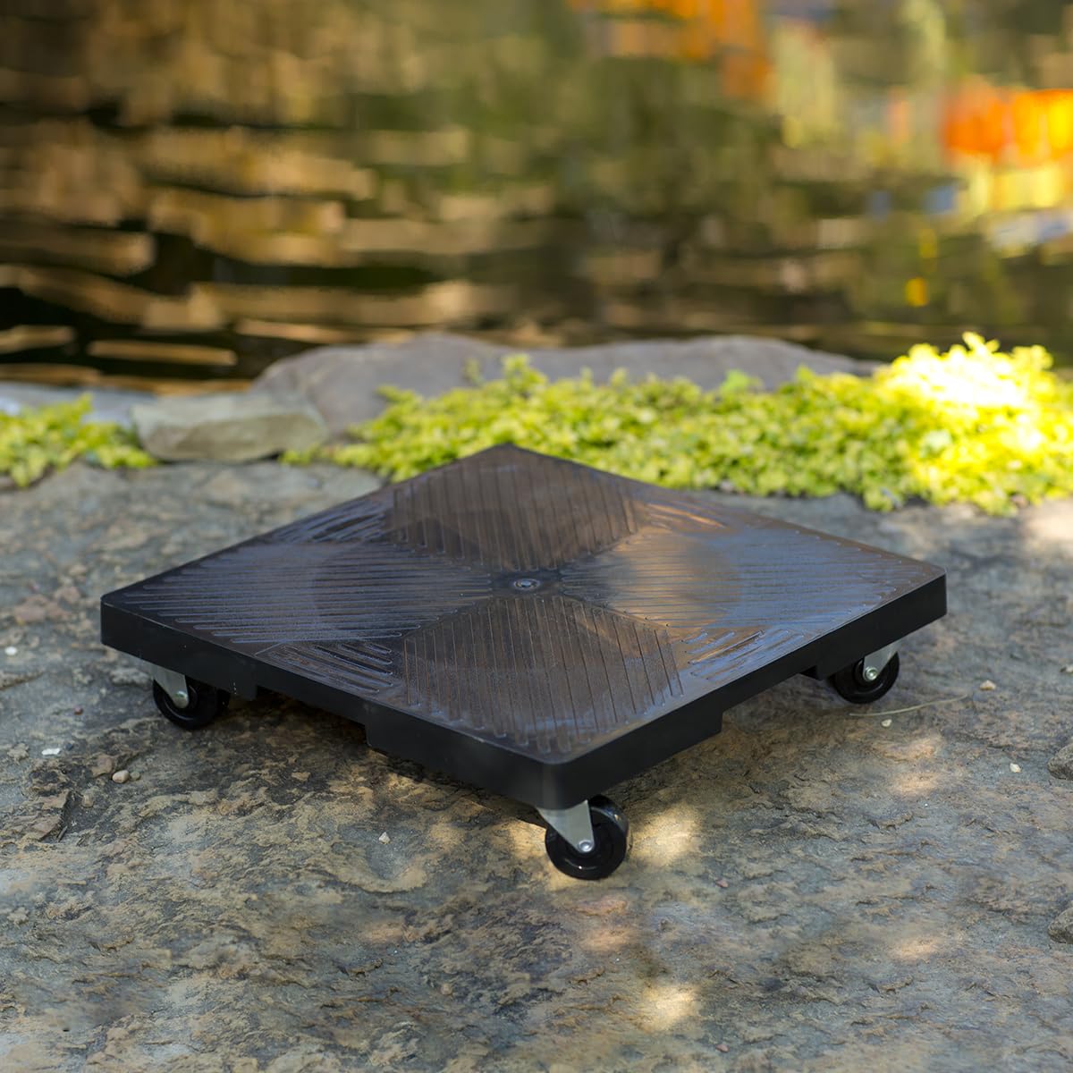 16” Square Rolling Plant Caddy, Heavy Duty Plant Stand with Wheels, Indoor Outdoor Planter Base for Pots, Patio, Deck, Black, Supports 500 lbs