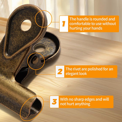 SIAMESE Bulldog Clips, 8 Pcs Binder Clips for Office & Kitchen, Multi-Purpose Binder and Food Bag Clamps for Sealing, Storage, Hanging (Bronze)