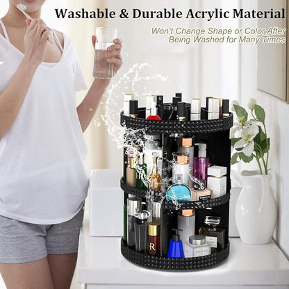 Awenia Makeup Organizer 360-Degree Rotating, Adjustable Makeup Storage, 7 Layers Large Capacity Cosmetic Storage Unit, Fits Different Types of Cosmetics and Accessories, Plus Size(Black)