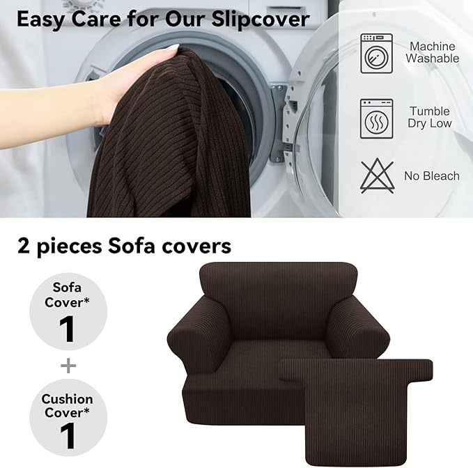 Waterproof Chair Cover with Arms 2-Piece Set Striped Slipcover