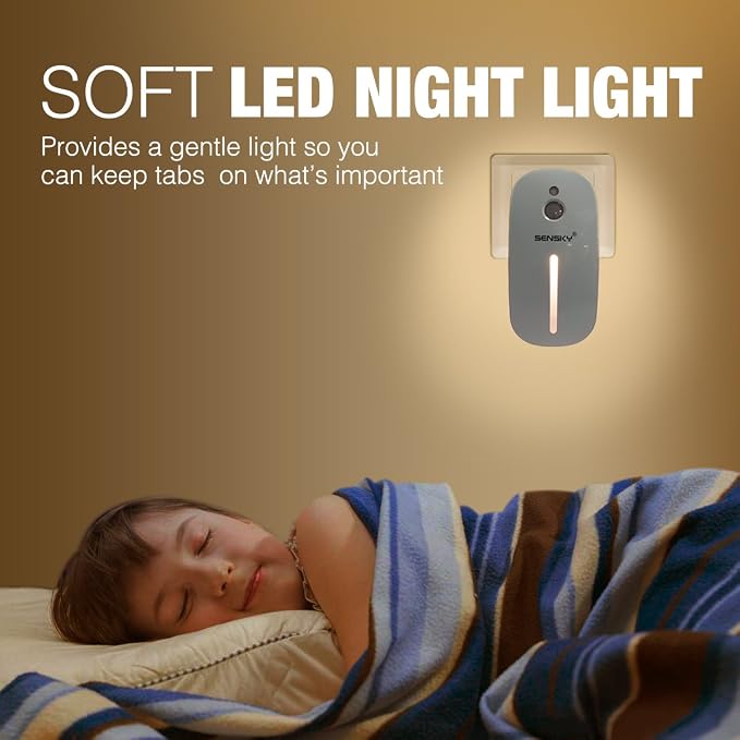 Sensky Plug in Night Light - 2 Pack Dimmable 3500K Warm White LED with Auto Dusk to Dawn Sensor and Dual Front Back Lighting - for Bedroom Bathroom Kitchen Hallway Stairs Home Decor Lamp