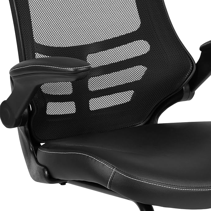 Flash Furniture Kelista Black Mesh Sled Base Side Reception Chair