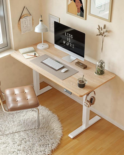 CubiCubi Electric Standing Desk, 55 x 24 Inches Height Adjustable Sit Stand Desk, Ergonomic Home Office Computer Workstation, Maple