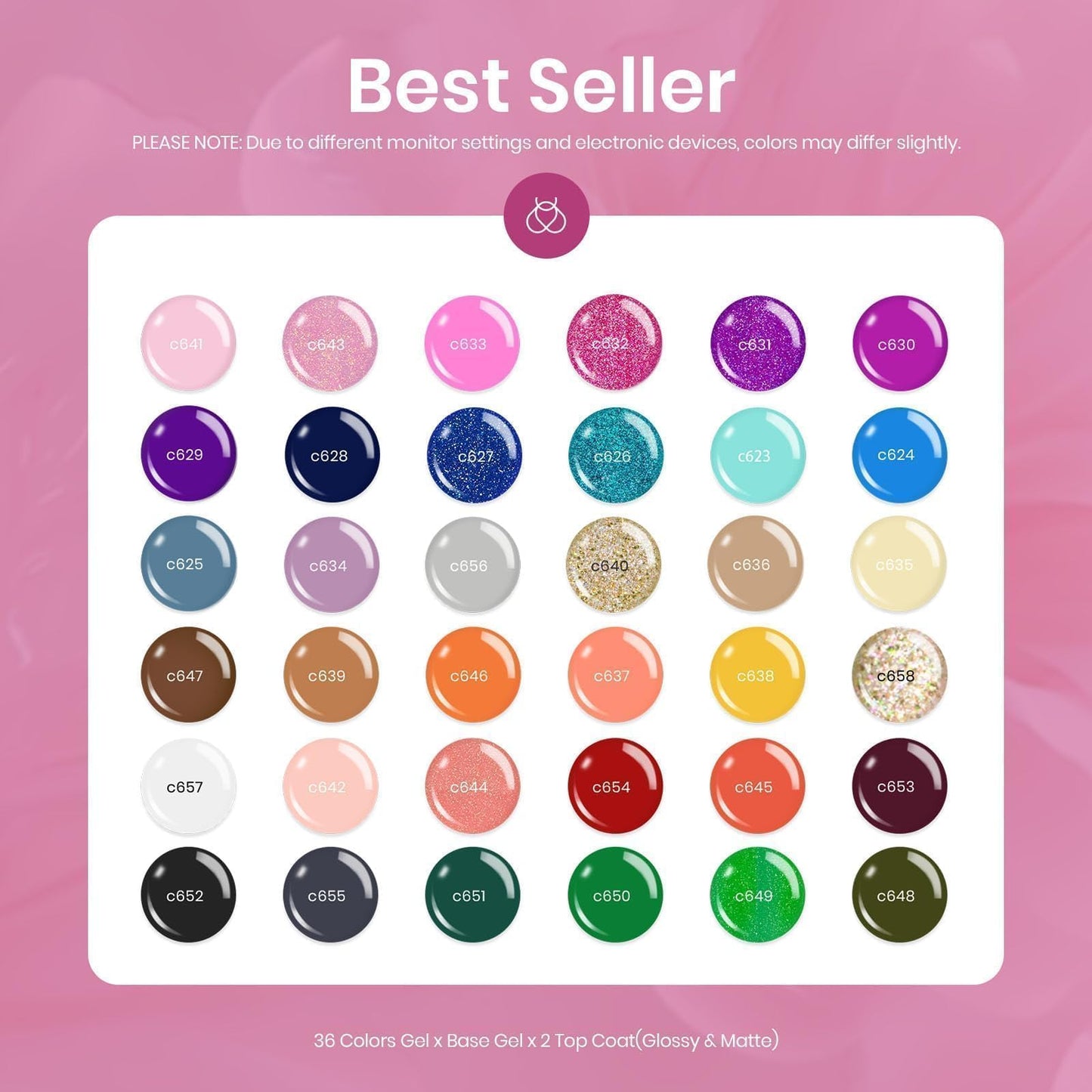 Beetles Gel Nail Polish Kit with U V Light -54 Pcs Gel Nail Kit Four Seasons Glow 32 Colors Set with Base Matte & Glossy Top Coat Soak Off Home DIY Manicure Nails Beginners Gifts for Women Teen Girls