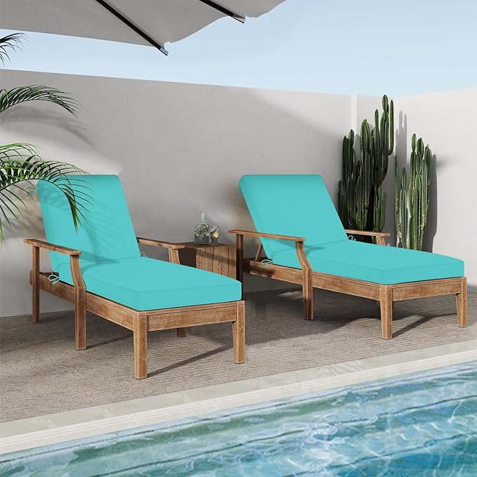 Chaise Lounge Cushions Outdoor, 4 Adjustable Ties Lounge Chair Cushions
