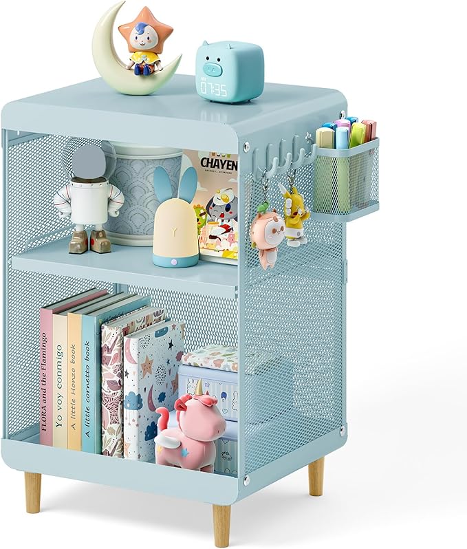 SYKIARIOL Kids Nightstand for Girls, Metal Bedside Table
