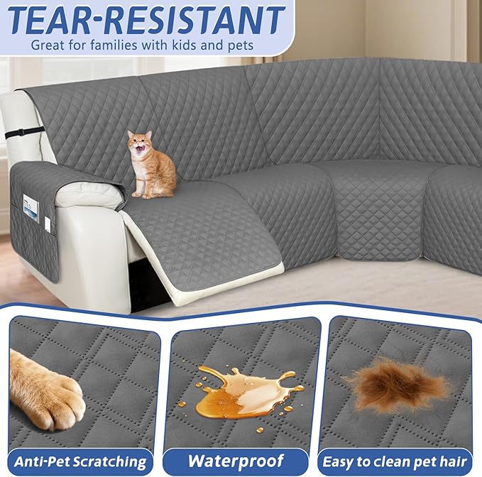 Arfntevss Recliner Sectional Couch Covers 1OO% Waterproof L Shape Sofa Cover