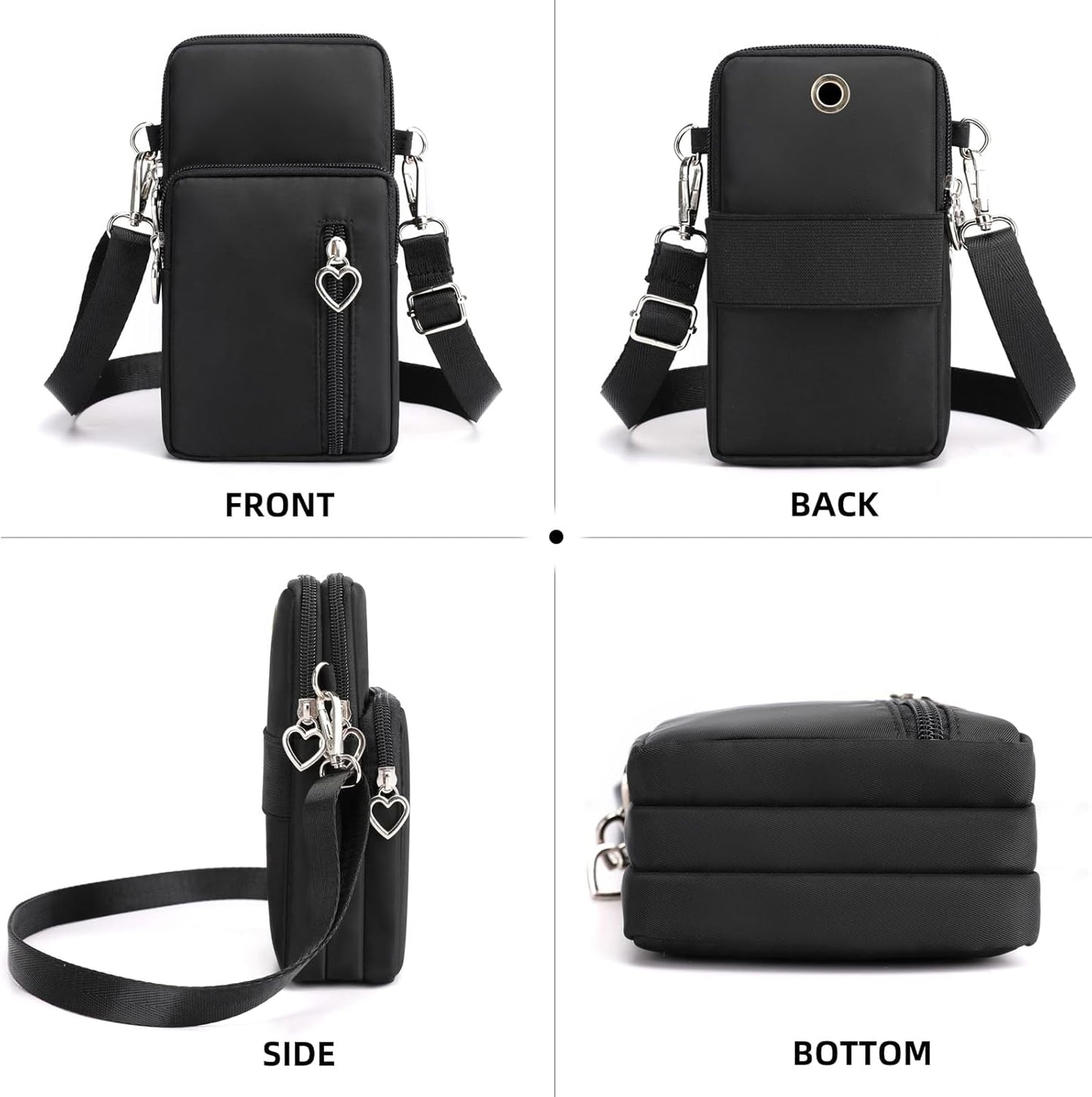 JANKS Small Crossbody Bag for Women - Mini Phone Purses with Crossbody Strap and Wallet - Nylon Arm Bag