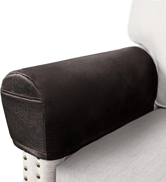 ANARACHON Leather Look Couch Arm Covers Set of 2 Armrest Covers