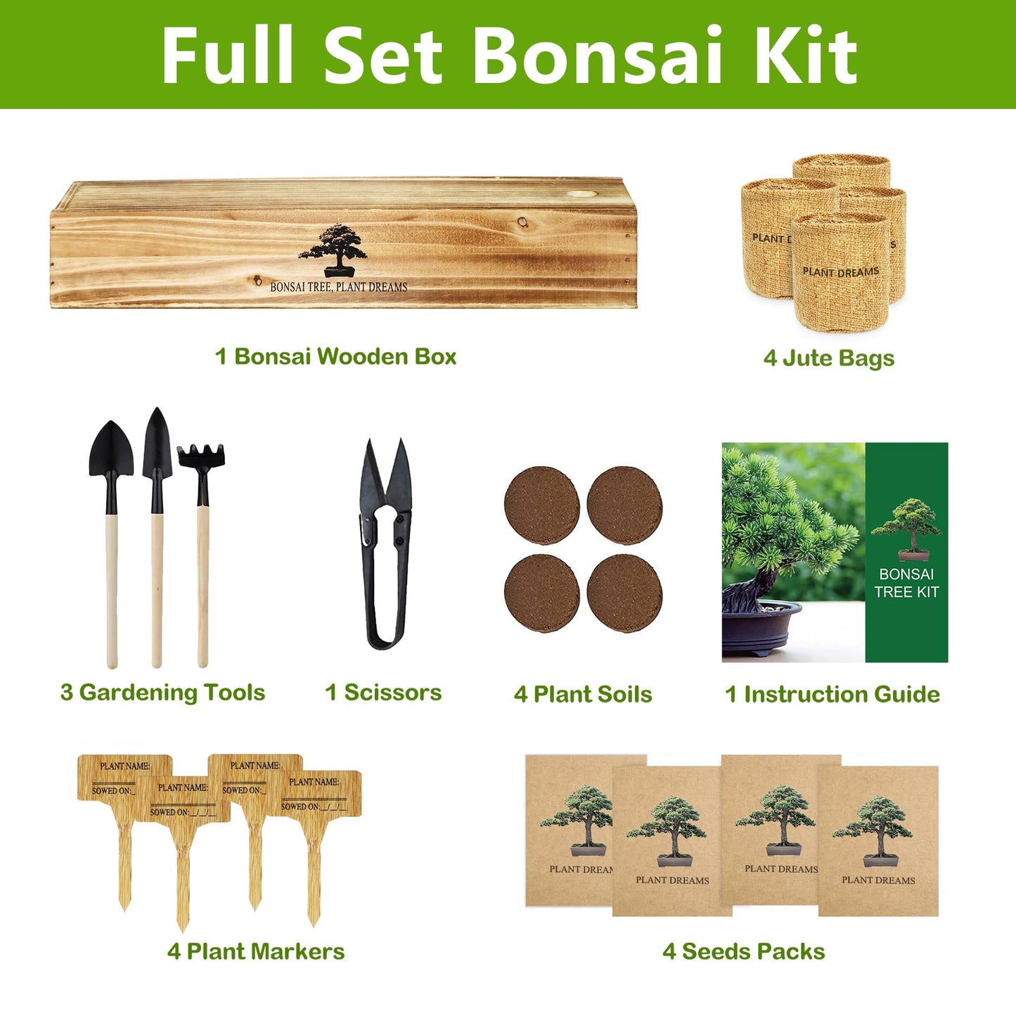 Bonsai Tree Kit, Bonsai Starter Kit with Seeds & Tools, Tree Live Plants Indoor, Gardening Gifts for Women Men Mom Father Plant Lover, Birthday Gifts for Women