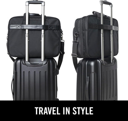 Kenneth Cole Reaction Keystone 1680d Polyester Dual Compartment 17" Laptop Business Portfolio, Black