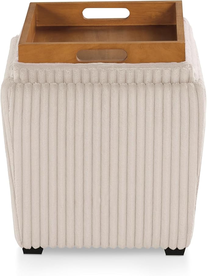 Furniture of America Lennox Modern Chenille 17-inch Square Storage Ottoman