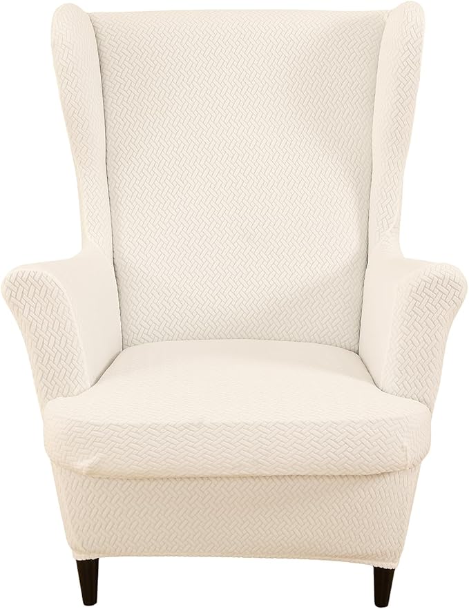 HAOYONG Jacquard Wingback Chair Cover Thickening Armchair Covers 2 Pieces