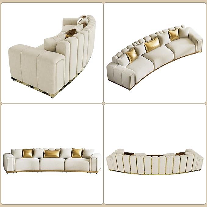 145" Oversized Velvet Chesterfield Sectional Couches