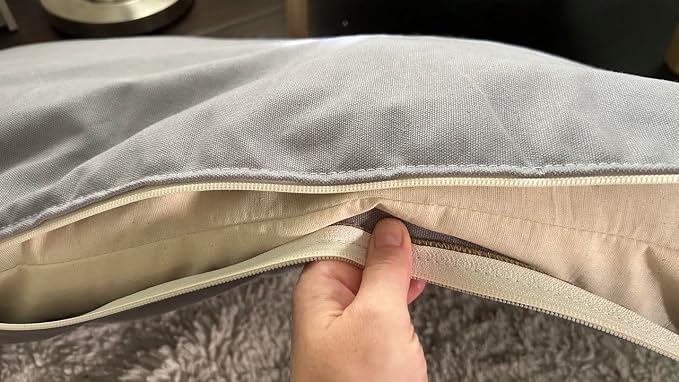 Natural Cotton Canvas Dog Bed – Raw Cotton Filled Pet Cushion Insert, Breathable Eco-Friendly Dog Mattress, Durable Washable Cover with Zipper (Blue Gray, Large 48"x30"x5")