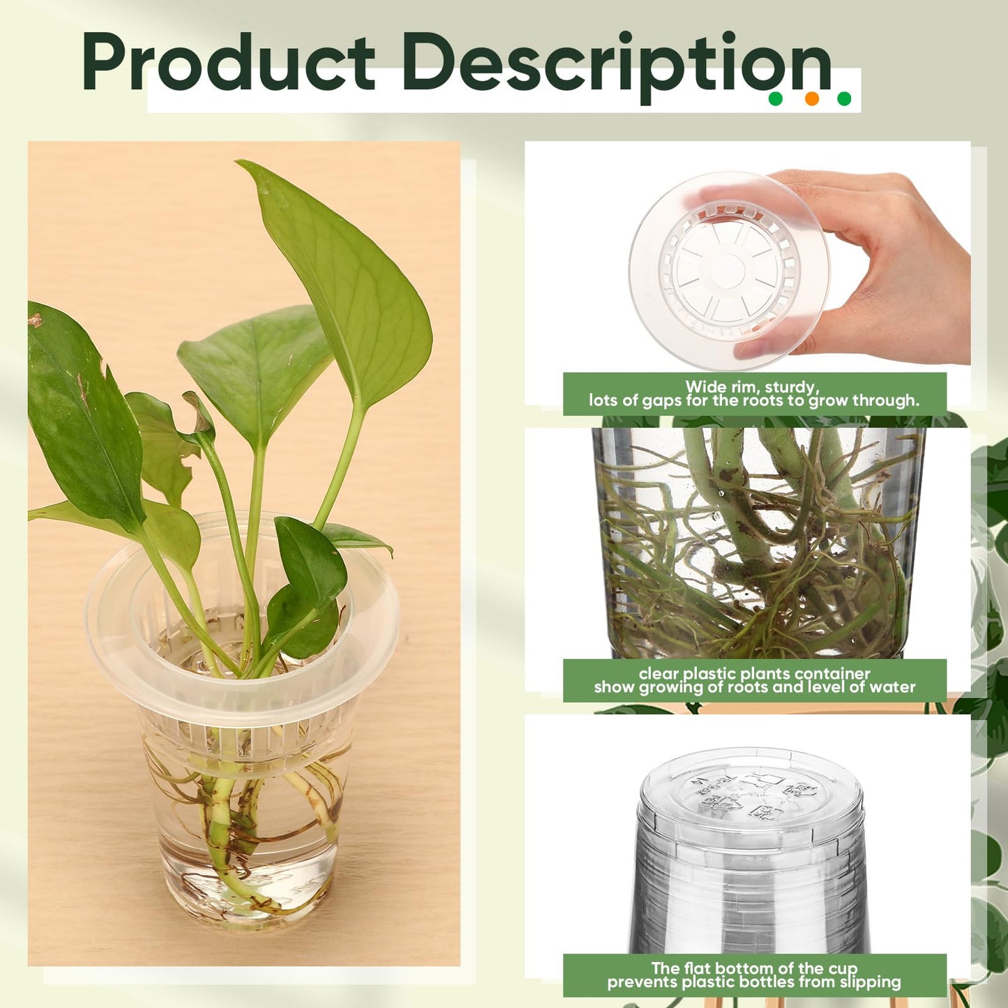 Baderke 100 Pcs Plastic Plant Propagation Station Desktop Terrariums Plant Tabletop Vase with Hydroponic Baskets for Indoor Home Office Desktop Decor (3.94'')