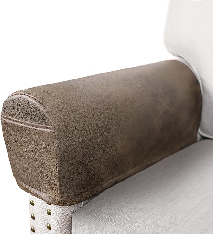 ANARACHON Leather Look Couch Arm Covers Set of 2 Armrest Covers